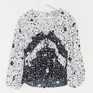 ASOS Black and white Floral Top